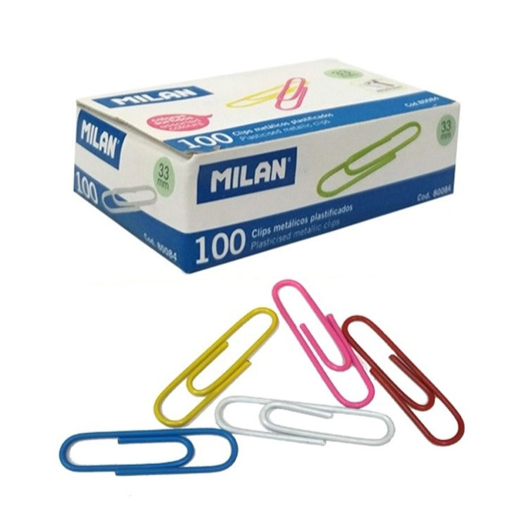 Picture of 80084 MILAN PLATICISED METALLIC PAPER CLIPS 33MM X100